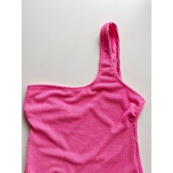 NWOT GOOD AMERICAN Always Fits Bright Pink Crinkle One Piece Swimsuit, Size 3/4 - Picture 8 of 16